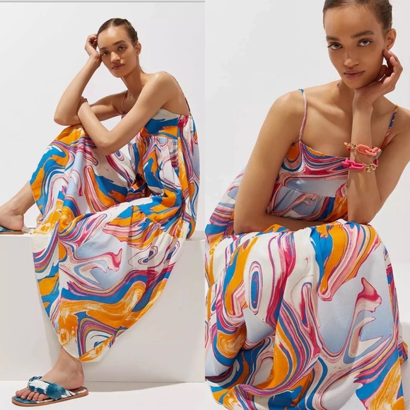 New Peter Som for Anthropologie Marbled Maxi Dress - Picture 1 of 5